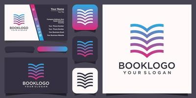 abstract book combine with line logo and business card design vector. vector