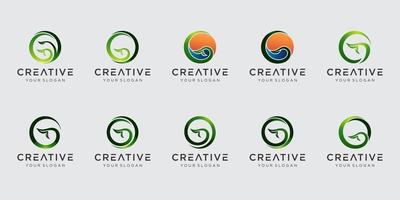 Set of abstract initial letter G logo template. icons for business of nature, organic vector