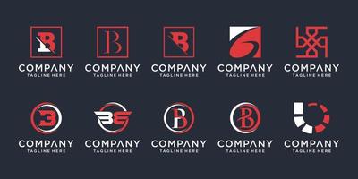 Set of creative monogram letter B logo design template. icons for business of luxury, elegant, simple. vector