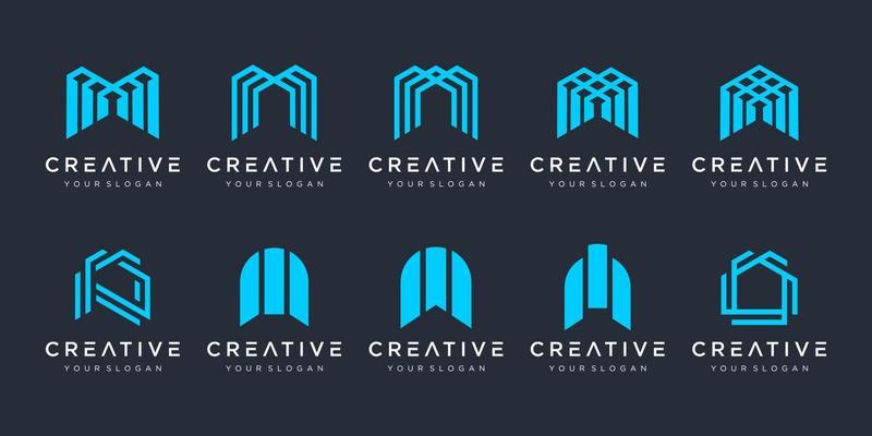 set of creative monogram with design cross overlapping lines modern and elegant.