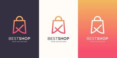 quality Shop Logo designs Template, bag combined with check mark. vector