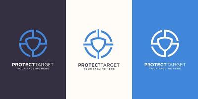 protection target Logo designs Template. symbol shield combined with target sign. vector