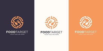 target food Logo designs Template. symbol spoon and fork combined with target sign. vector