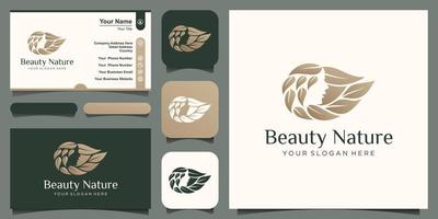 woman hair with leaf style stylized silhouette, beauty salon logo template vector