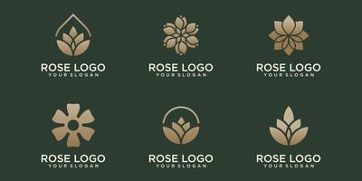 logotipo de rosa y conjunto de iconos. vector de plantilla de diseño.