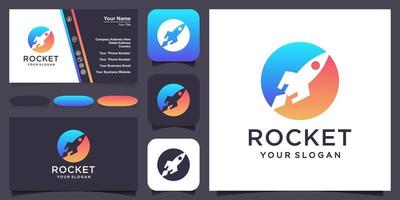 rocket combine with planet logo and business card design vector. vector