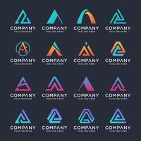 Set of collection initial letter A logo design template. Creative abstract monogram icon for modern business, digital marketing, technology. vector