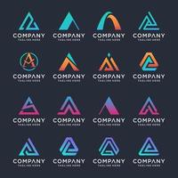 Set of collection initial letter A logo design template. Creative abstract monogram icon for modern business, digital marketing, technology. vector