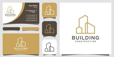 building logo design with line art style. city building abstract For Logo Design Inspiration and business card design vector