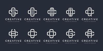 set of creative monogram with design cross overlapping lines modern and elegant. vector