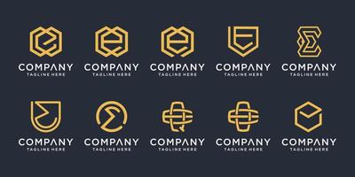 Set of monogram creative letter E logo design template. icons for business of luxury, elegant, simple. vector