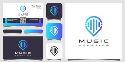 Map pointer with pulse element, Pin maps combine with wave. logo and business card design . vector