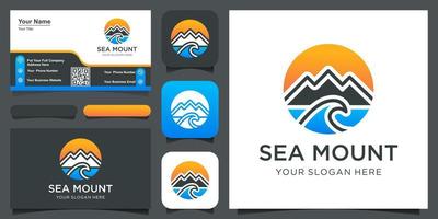 ocean logo simple Mountain with wave water logo design. logo design, icon and business card vector