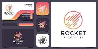 abstract rocket combine with planet logo and business card design vector. vector