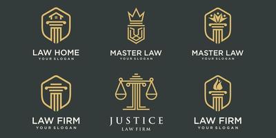 conjunto de iconos del logotipo de la oficina de abogados. plantilla de diseño de logotipo de concepto de elemento de pilar creativo. conjunto de iconos de logotipo de oficina de derecho. plantilla de diseño de logotipo de concepto de elemento de pilar creativo. vector