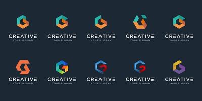 set of creative abstract monogram letter G C logo design.