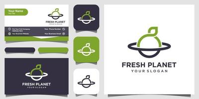 fresh planet with line art style logo and business card design. vector