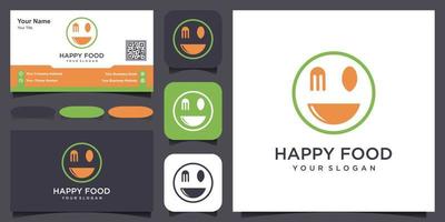 Food logo with smile. Label for food company.  Vector illustration with smiling mouth.