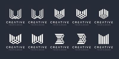 set of creative monogram with lines modern and elegant. vector