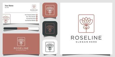 minimalista elegante flor rosa belleza, cosmética, yoga e inspiración para el diseño del logotipo de spa. diseño de logotipo, icono y tarjeta de visita vector