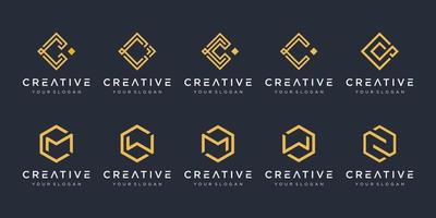 Set of creative abstract monogram logo design template. icons for business of luxury, elegant, simple. letter c, letter m. vector