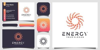 solar abstract round shape logo and business card design. dotted stylized sun logotype vector illustration.