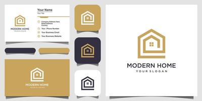 construye el diseño del logo de la casa con estilo de arte lineal. resumen de construcción casera para el diseño de logotipos y tarjetas de visita vector