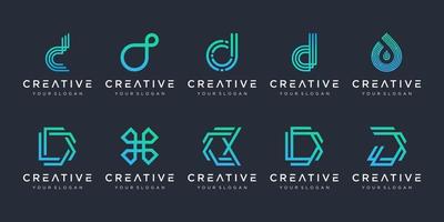 set of creative monogram letter D logo design template. The logo can be used for technology, digital company. vector