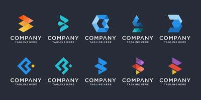 Set of creative monogram letter B logo design template. icons for business of technology, digital, data, simple. vector