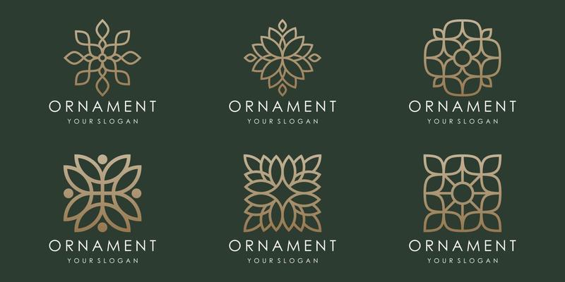 abstract floral ornament logo and icon set. design template vector.