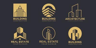 conjunto de iconos de logotipo de edificio. plantilla de diseño vectorial. resumen de construcción de la ciudad para la inspiración del diseño del logotipo. vector