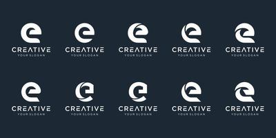conjunto de plantilla de logotipo de letra inicial abstracta e. iconos para negocios de moda, deporte, finanzas vector