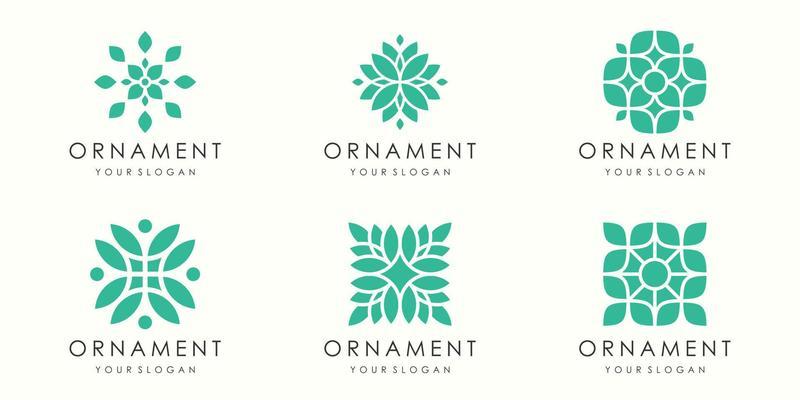 abstract leaf ornament logo and icon set. design template vector.