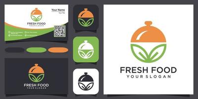 food fresh combine with leaf element logo and business card design vector. vector