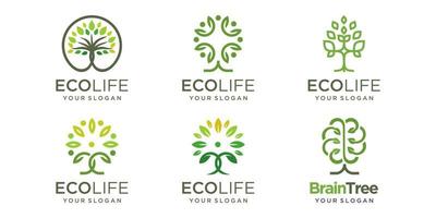 tree logo icon set. abstract tree combined people Concept Logo Design Template. vector