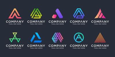 conjunto de plantilla de diseño de logotipo de letra inicial de colección. icono de monograma abstracto creativo para negocios modernos, marketing digital, tecnología. vector