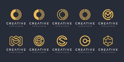 Set of creative monogram logo design template. icons for business of luxury, elegant, simple. vector