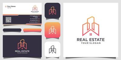 real estate logo design with line art style. city building abstract For Logo Design Inspiration and business card design vector