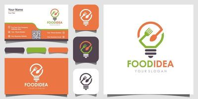 Bulb and Fork Creative Breakfast Restaurant logo and business card design inspiration vector