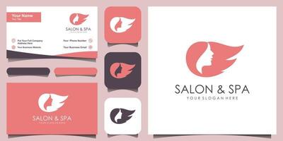 woman hair style stylized silhouette, beauty salon logo template