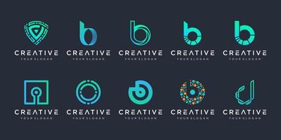 Set of creative letter b and d logo design template. icons for business of technology, digital, data, lab, simple. vector