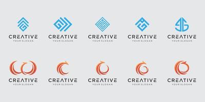 set of creative abstract pictogram letter G logo design. vector