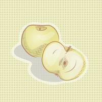 Vector illustration of ripe green apple and half. Hand drawn sketh.