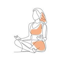 ilustración vectorial de mujer haciendo yoga dibujada en estilo de arte lineal vector