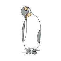 Penguin vector illustration drawn in line art style