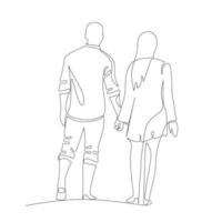 Vector illustration of a man and woman in love drawn in line-art style