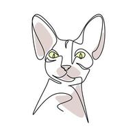 ilustración de vector de gato dibujada en estilo de arte de línea