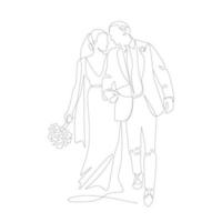 Newlyweds vector illustration drawn in line art style