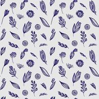 Seamless pattern of hand-drawn plants vector