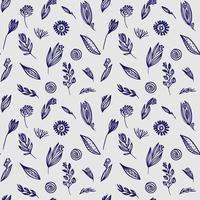 Seamless pattern of hand-drawn plants vector